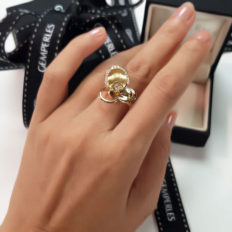 Anello Donna - Oro giallo 6.98gr - Diamanti 0.216ct - 3