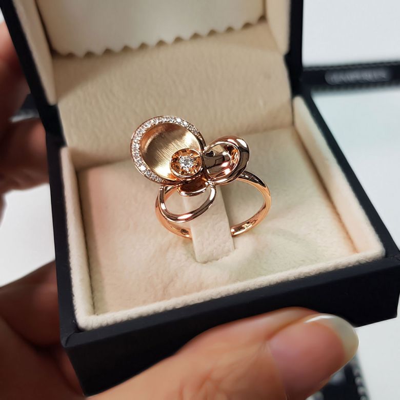 Anello Donna - Oro rosa 6.98gr - Diamanti 0.216ct - 8