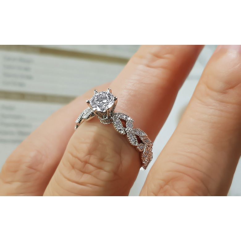 Anello di Fidanzamento Sensation - Oro Bianco e Diamante Solitario Composto | Gemperles - 6