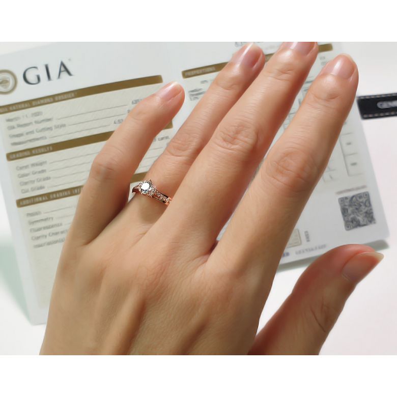 Anello di Fidanzamento Solitario Amelia - Oro Rosa 18kt & Diamanti | Gemperles - 11