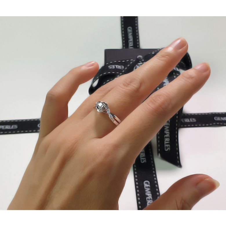 Anello Solitario Composto A Julie - Oro Bianco & Diamante | Gemperles - 8