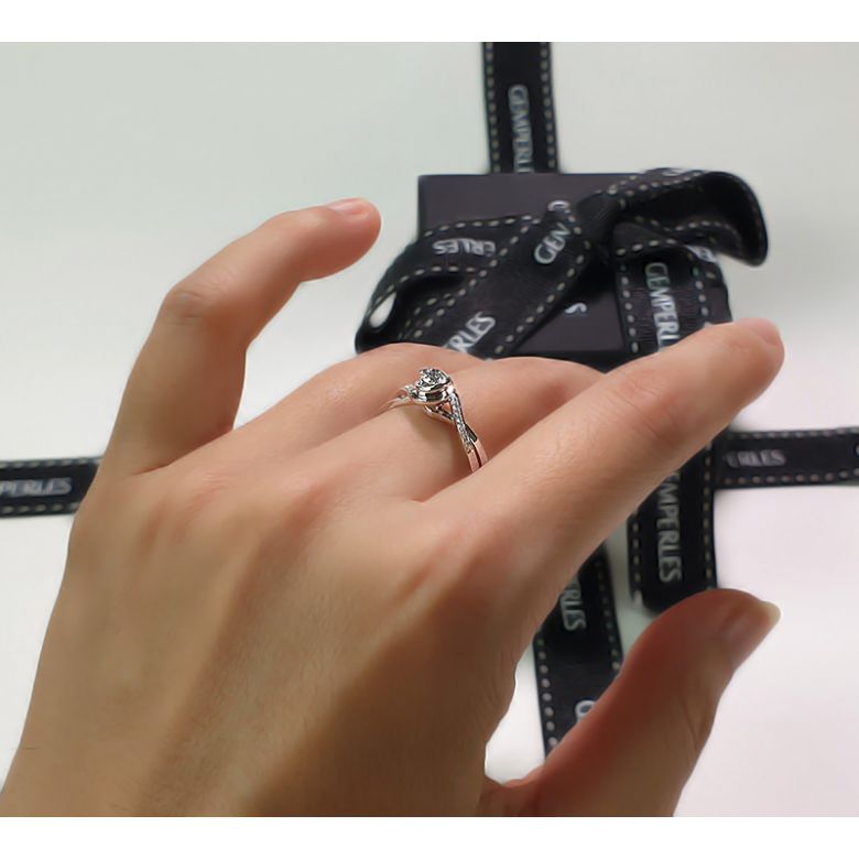 Anello Solitario Composto A Julie - Oro Bianco & Diamante | Gemperles - 7