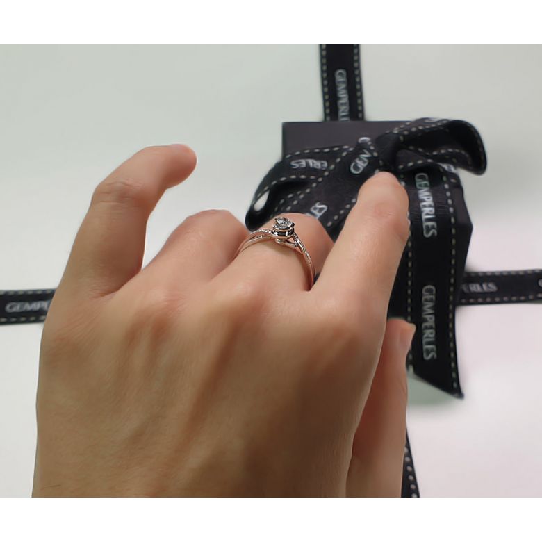 Anello Solitario Composto A Julie - Oro Bianco & Diamante | Gemperles - 9