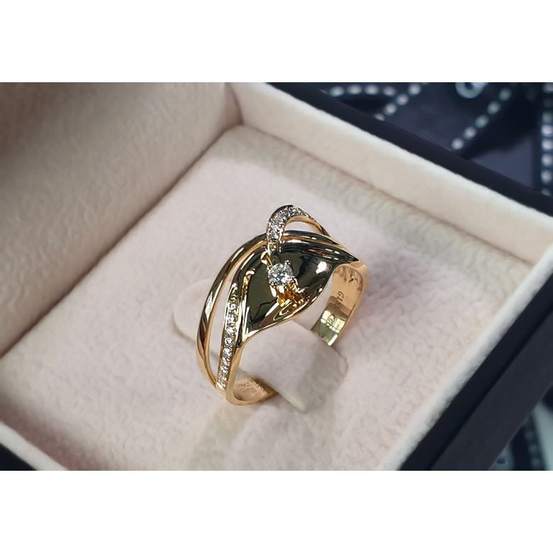 Anello Donna - Oro giallo 3.95gr - Diamanti 0.154ct - 8