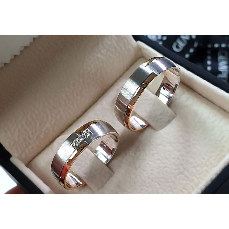 Fede Nuziale Méli Mélo da Donna - Oro Bianco, Giallo e Rosa 18kt - 4
