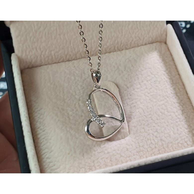 Ciondolo cuore di farfalla - Oro bianco, diamanti - 5