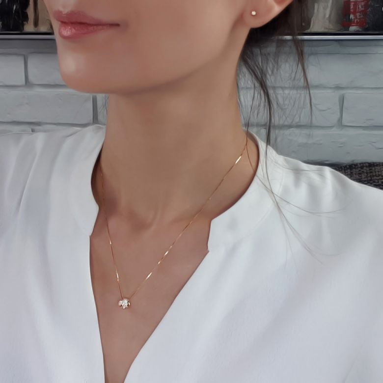 Ciondolo C'era Una Volta... Noi - Fiocco in Oro Giallo 18 Carati e Diamanti | Gemperles - 6