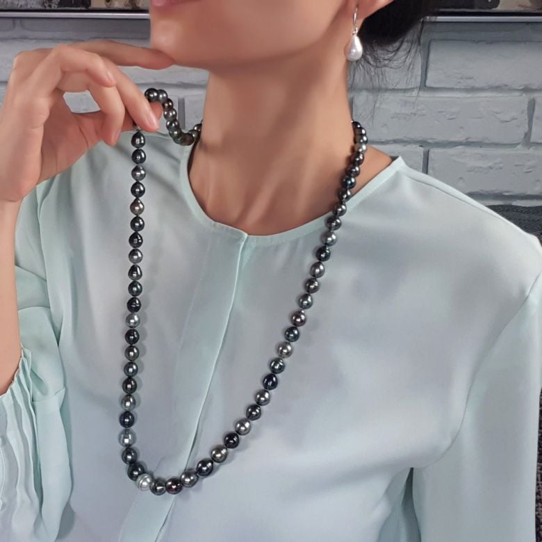 Collana in Perle di Tahiti Miste - Forma Goccia 9/11mm - 8
