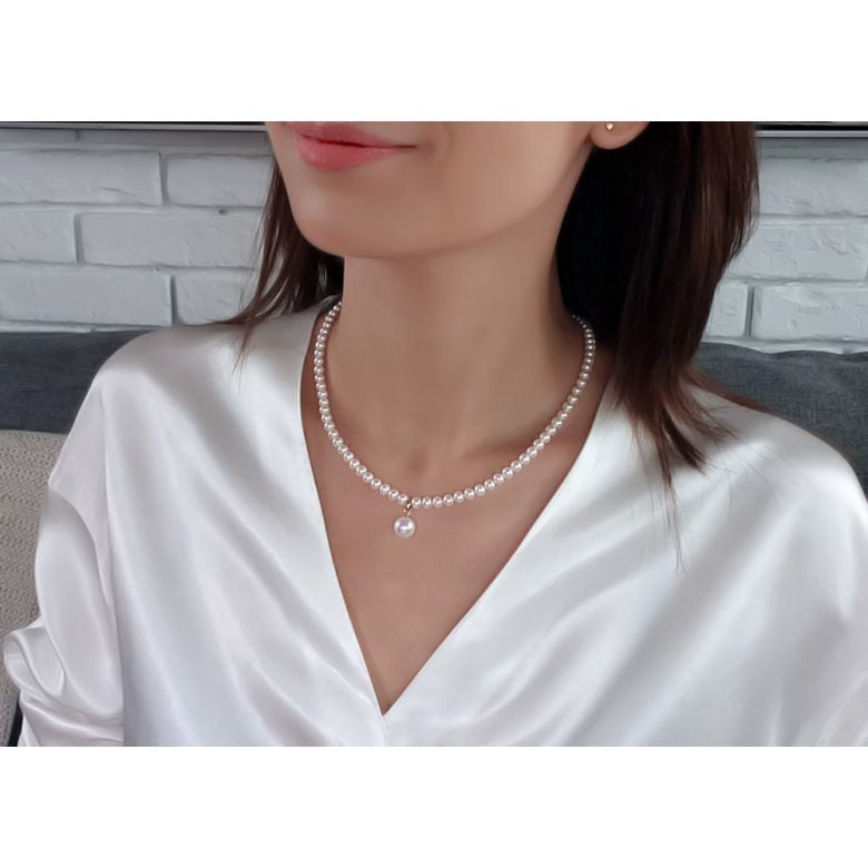 Collana Opera - Ciondolo Pendente Perla d'Acqua Dolce Bianca - 4