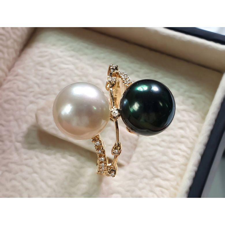 Anello Aléoutiennes - Oro Giallo, Perle Mari del Sud & Tahiti - 7