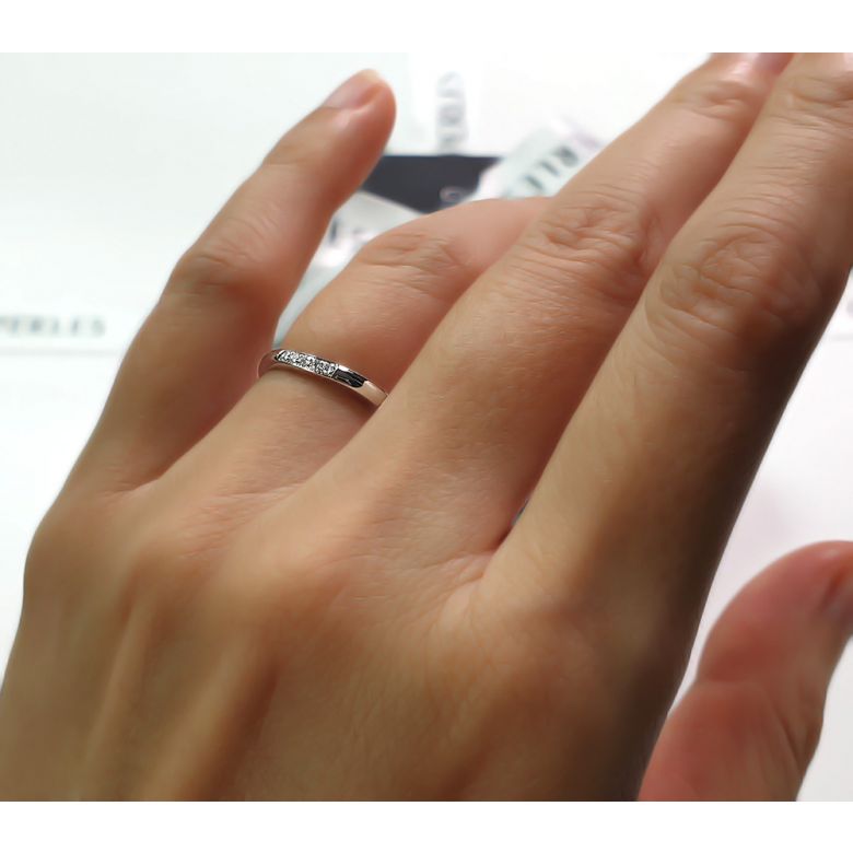 Fede nuziale Donna. Platino. Diamanti 0.040ct - 4