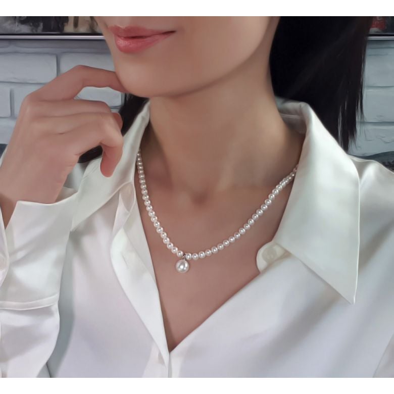 Collana Opera - Ciondolo Pendente Perla d'Acqua Dolce Bianca - 6