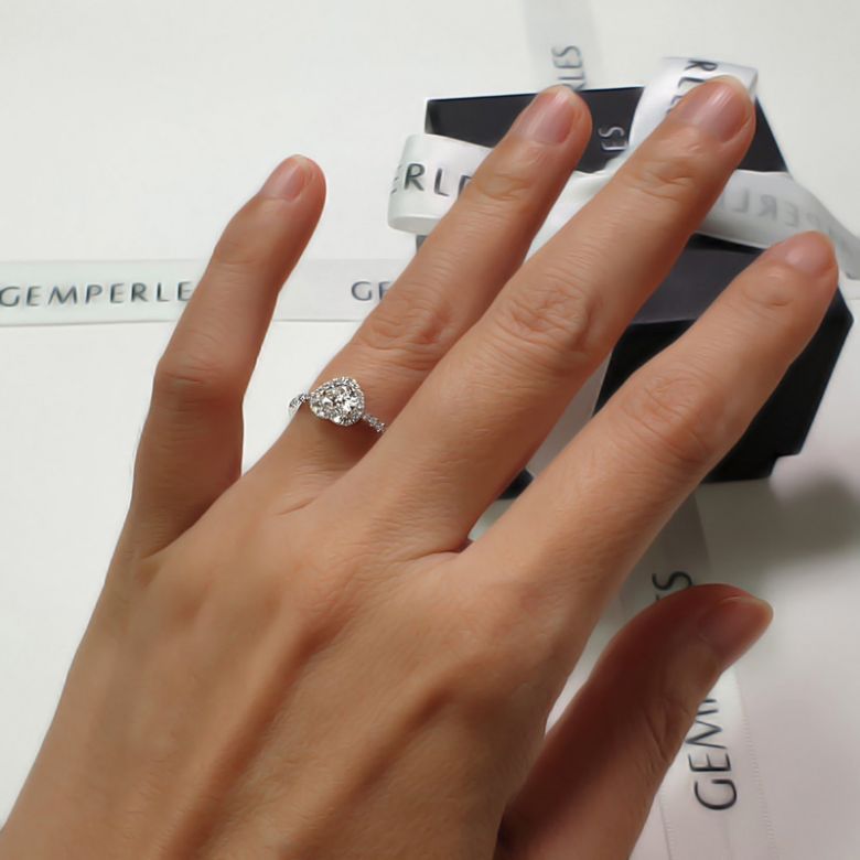 Anello di Fidanzamento Amore di Diamante - Oro Bianco & Diamante Taglio Cuore | Gemperles - 9