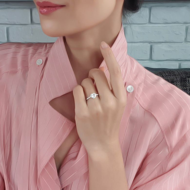 Anello di Fidanzamento Amore di Diamante - Oro Bianco & Diamante Taglio Cuore | Gemperles - 4