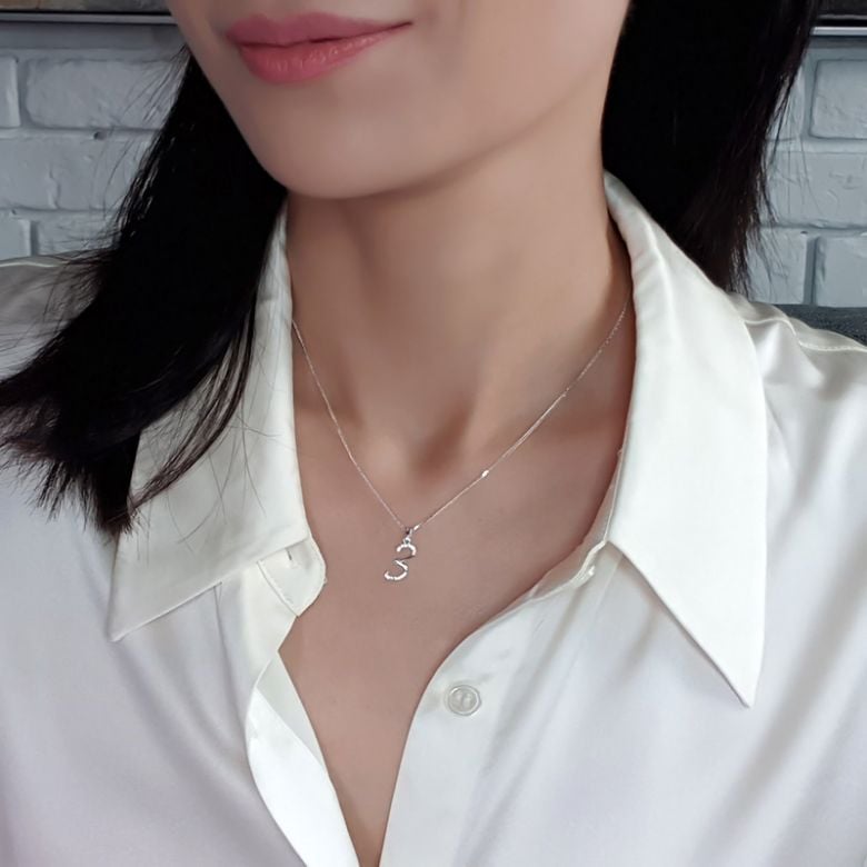 Ciondolo chiffre 3 - Oro bianco 18cts - Diamanti 0.065ct - 2