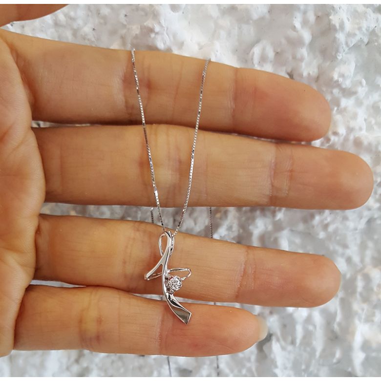 Ciondolo diamante Signature - In oro bianco 18 carati - 5