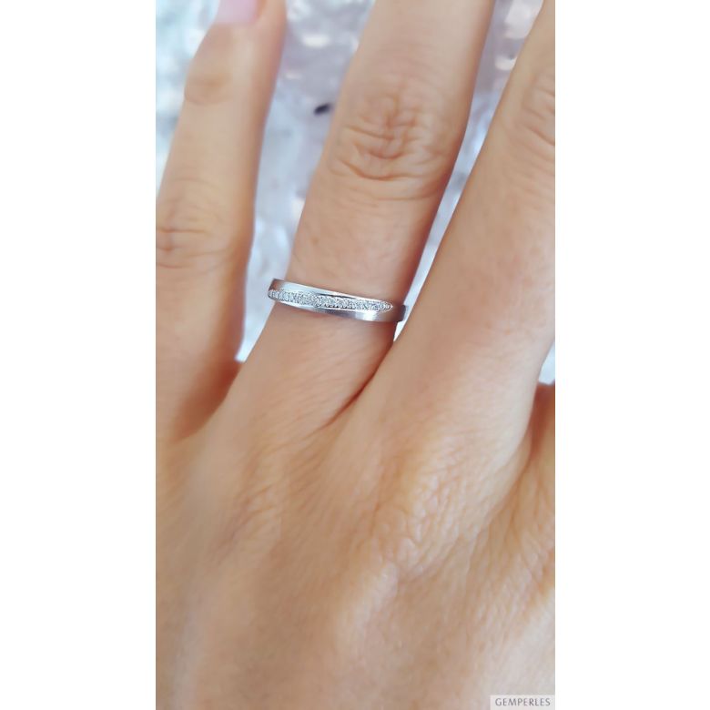 Fedi Nuziali Tea & Ovidio - Oro Bianco 18kt e Diamanti - 8