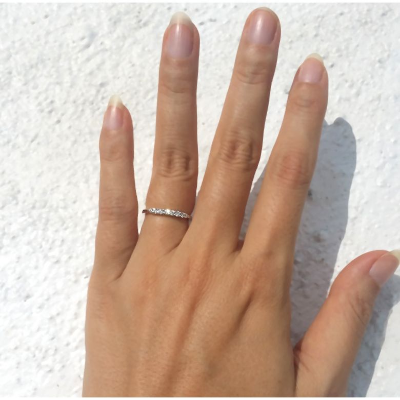 Anello di fidanzamento - Anello in oro bianco 18 carati - Diamanti 0.204ct - 4