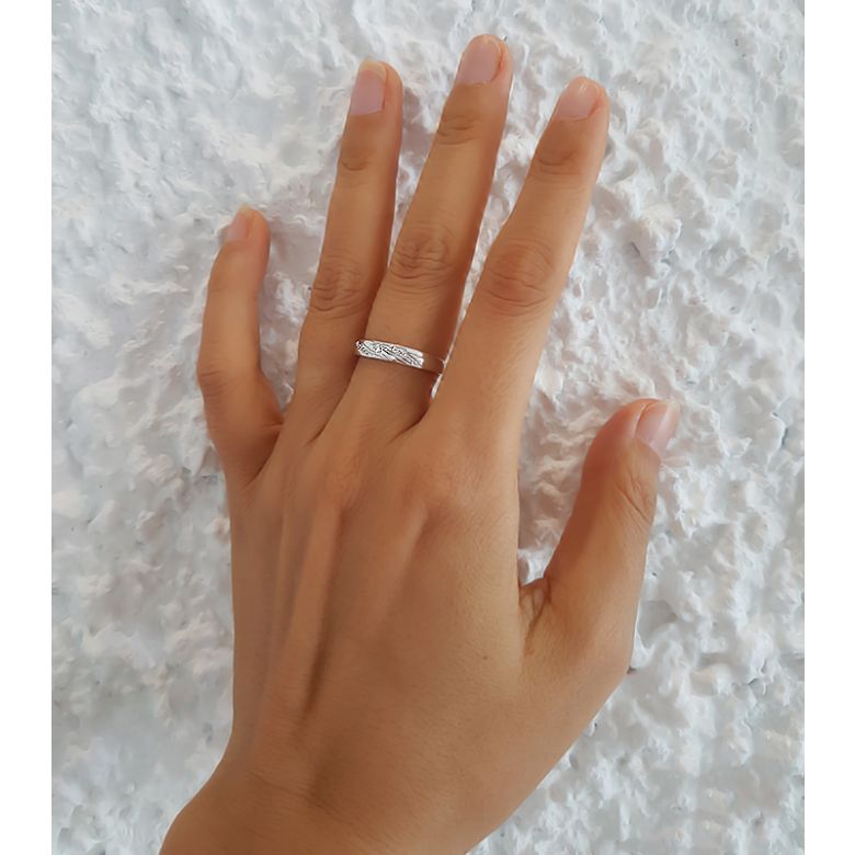 Fede Nuziale da Donna Dolce - Oro Bianco e Diamanti - 2
