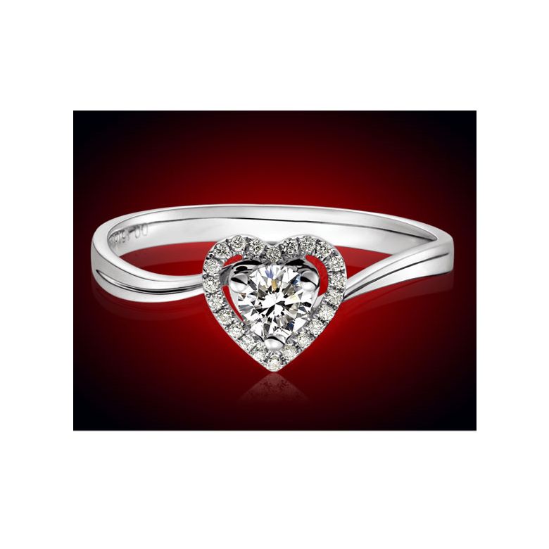 Anello Solitario Cuore Mio  Oro Bianco 18k & Diamanti VS/G | Gemperles - 4