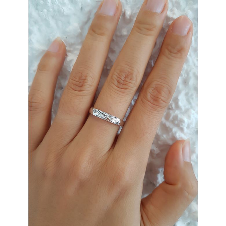 Fede Nuziale da Donna Dolce - Oro Bianco e Diamanti - 1