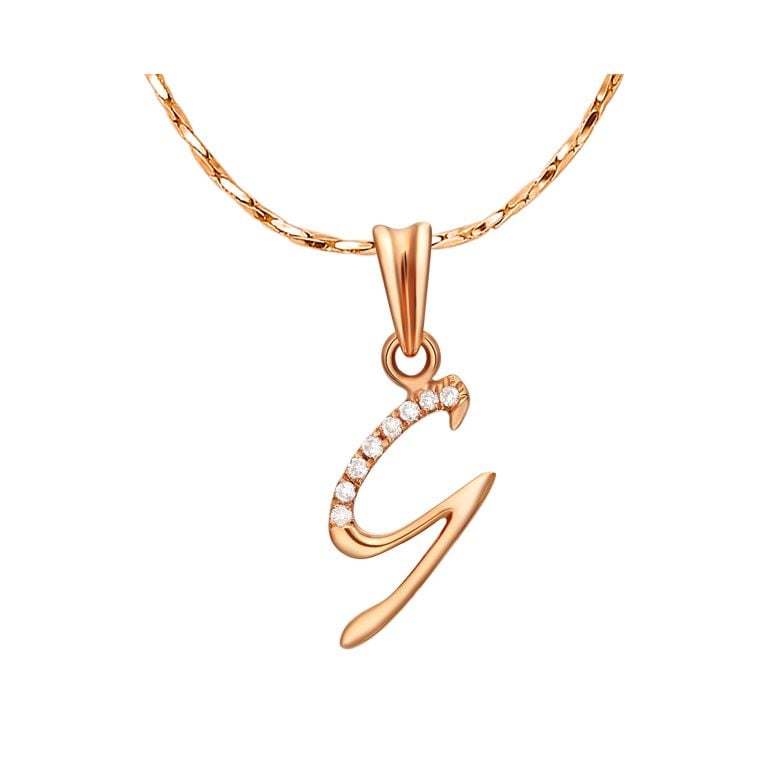 Ciondolo chiffre 9 - Oro rosa 18cts - Diamanti 0.016ct - 1
