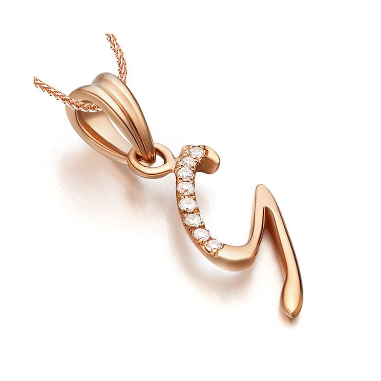 Ciondolo chiffre 9 - Oro rosa 18cts - Diamanti 0.016ct - 3