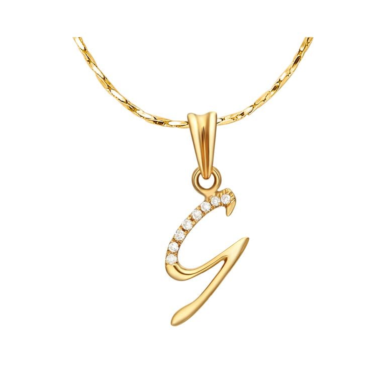 Ciondolo chiffre 9 - Oro giallo 18cts - Diamanti 0.016ct - 1