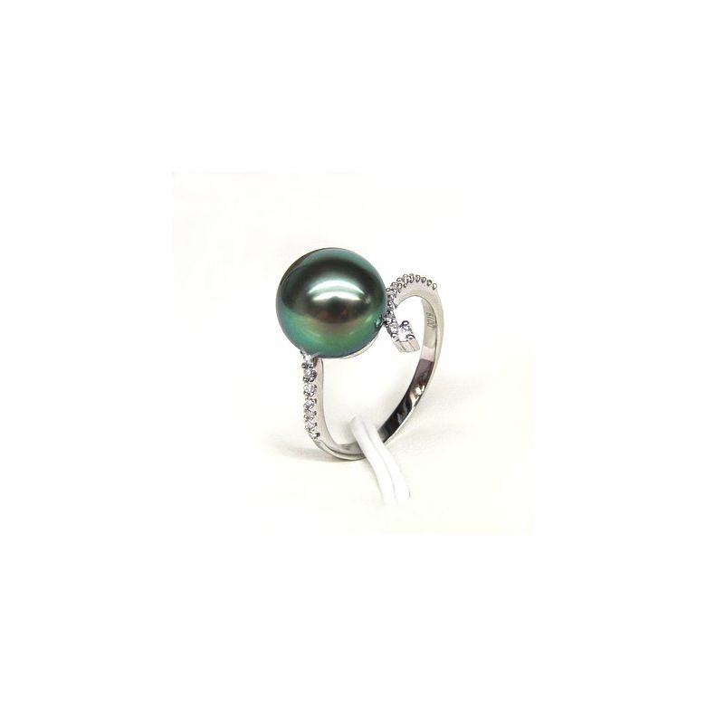 Anello Sous le Vent - Oro Bianco, Diamanti e Perla di Tahiti - 3
