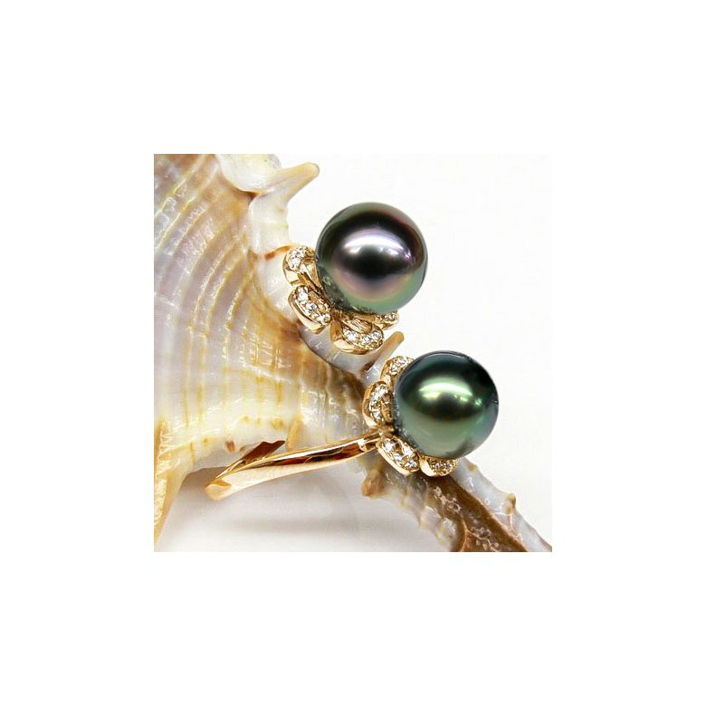 Anello Robben - Oro Giallo, Diamanti e Perle di Tahiti - 3