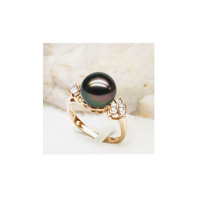 Anello Cedros - Oro Giallo, Diamanti e Perla di Tahiti - 3