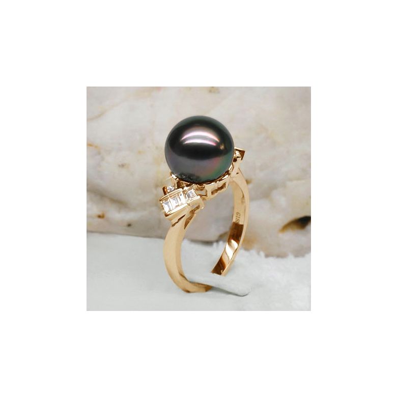 Anello Cedros - Oro Giallo, Diamanti e Perla di Tahiti - 4