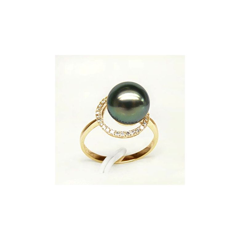 Anello Madagascar - Oro Giallo, Diamanti e Perla di Tahiti - 3