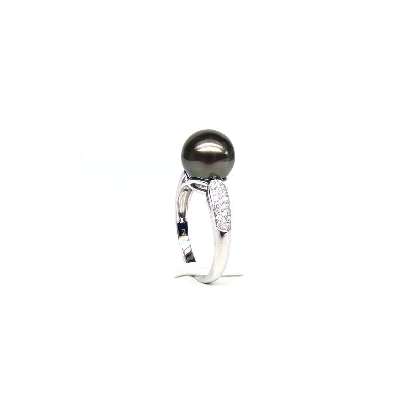 Anello Humboldt - Oro Bianco, Diamanti e Perla di Tahiti - 4