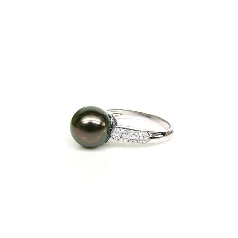 Anello Humboldt - Oro Bianco, Diamanti e Perla di Tahiti - 5