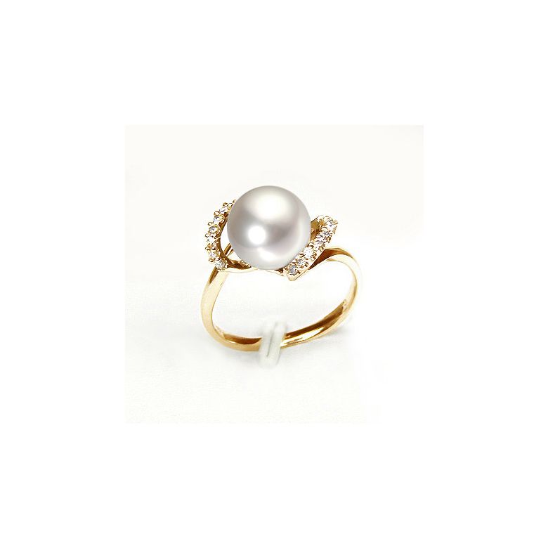 Anello Byzance - Oro Giallo 18kt, Diamanti e Perla d'Acqua Dolce - 2