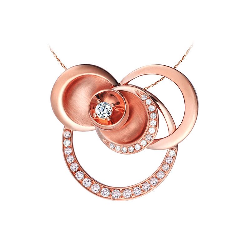 Ciondolo - Oro rosa 5.70gr - Diamanti 0,300ct - 1