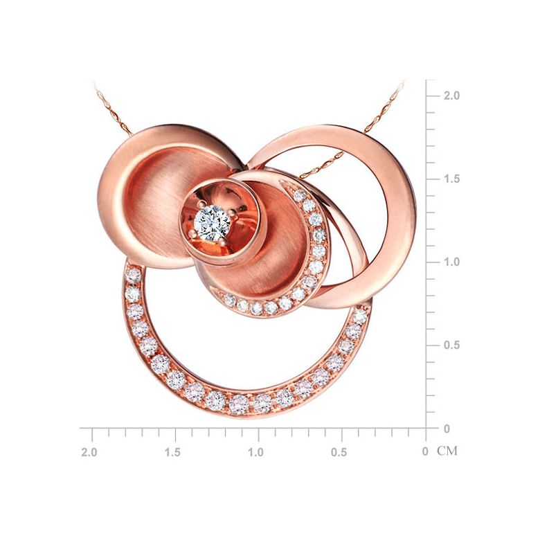 Ciondolo - Oro rosa 5.70gr - Diamanti 0,300ct - 3
