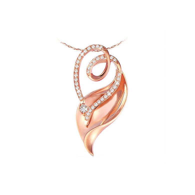 Ciondolo - Oro rosa 3.80gr - Diamanti 0.280ct - 1
