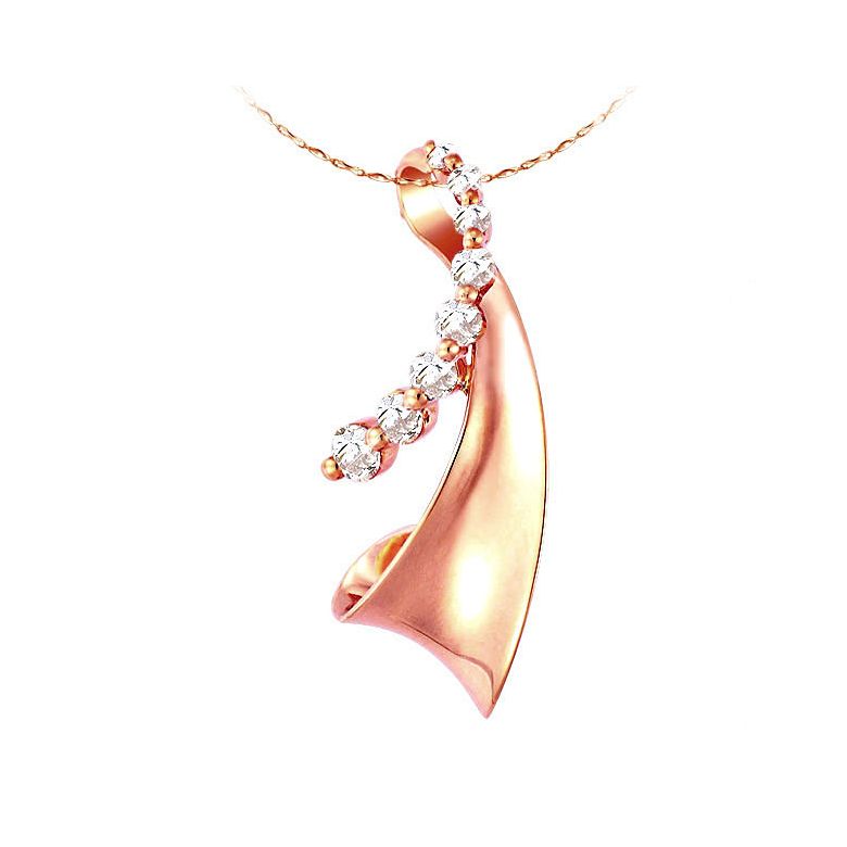 Ciondolo - Oro rosa 2.14gr - Diamanti 0,290ct - 1