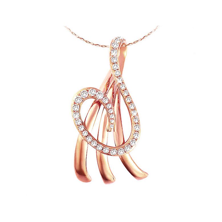 Ciondolo - Oro rosa 2.74gr - Diamanti 0.242ct - 1