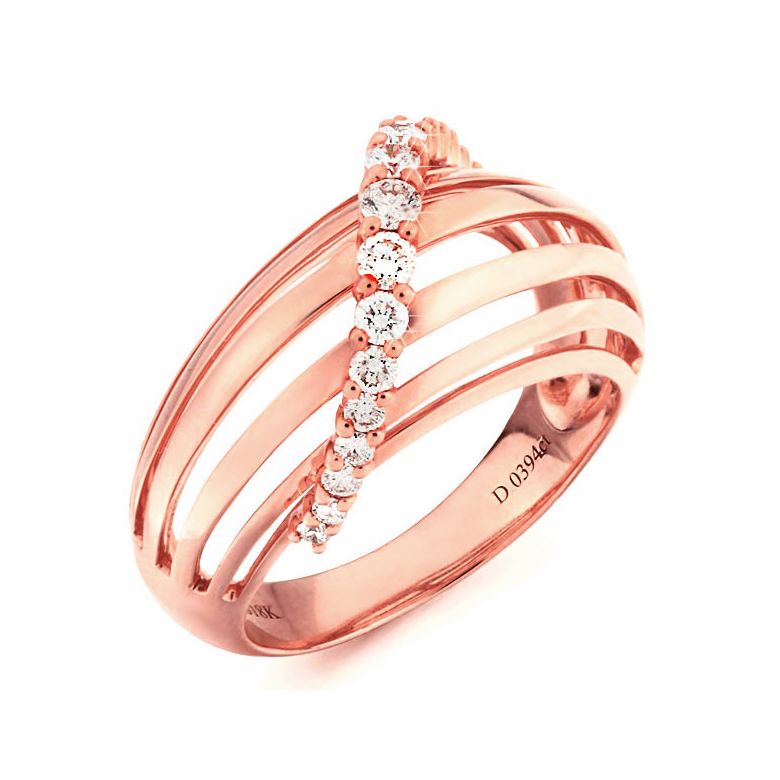 Anello Donna - Oro rosa 5.98gr - Diamanti 0.394ct - 1