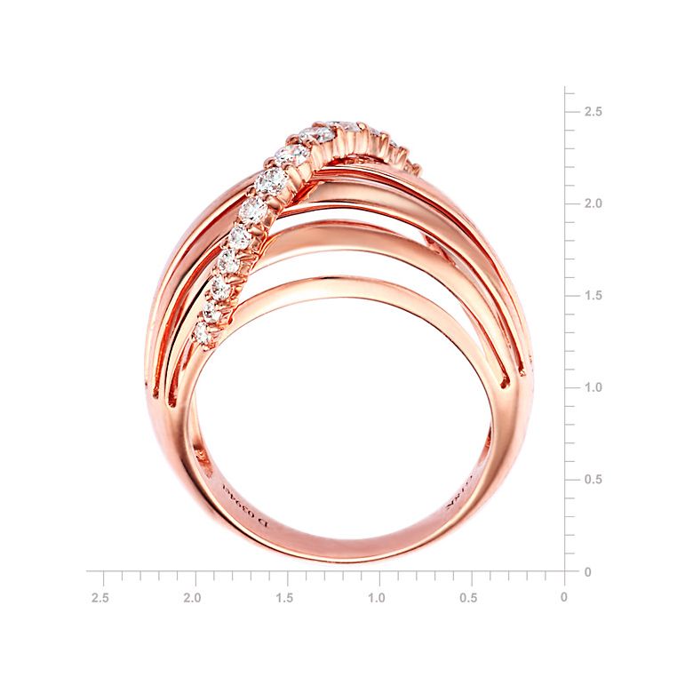 Anello Donna - Oro rosa 5.98gr - Diamanti 0.394ct - 3