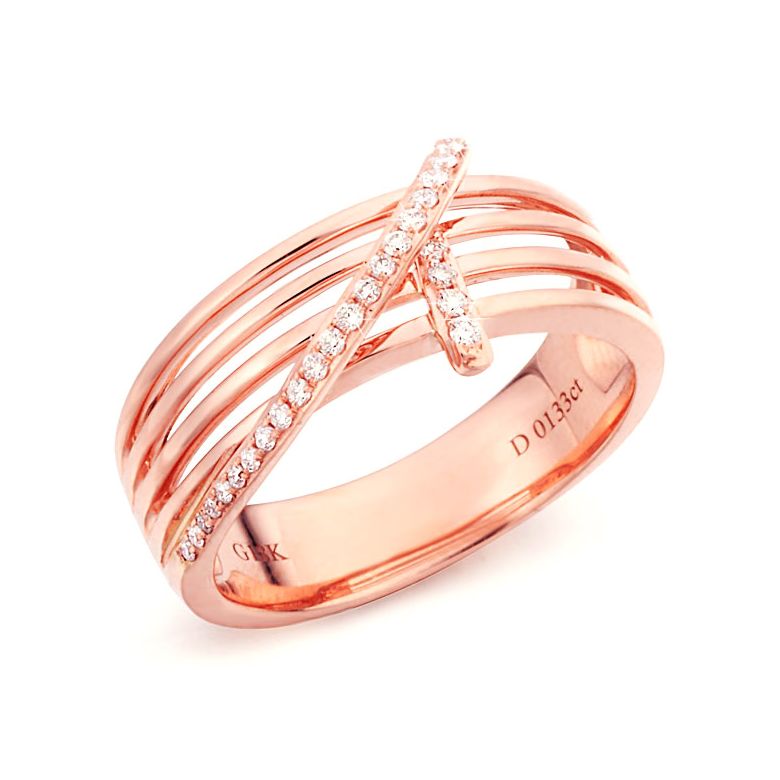 Anello Donna - Oro rosa 4.58gr - Diamanti 0.133ct - 2