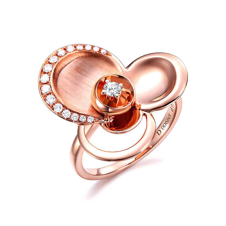 Anello Donna - Oro rosa 6.98gr - Diamanti 0.216ct - 1