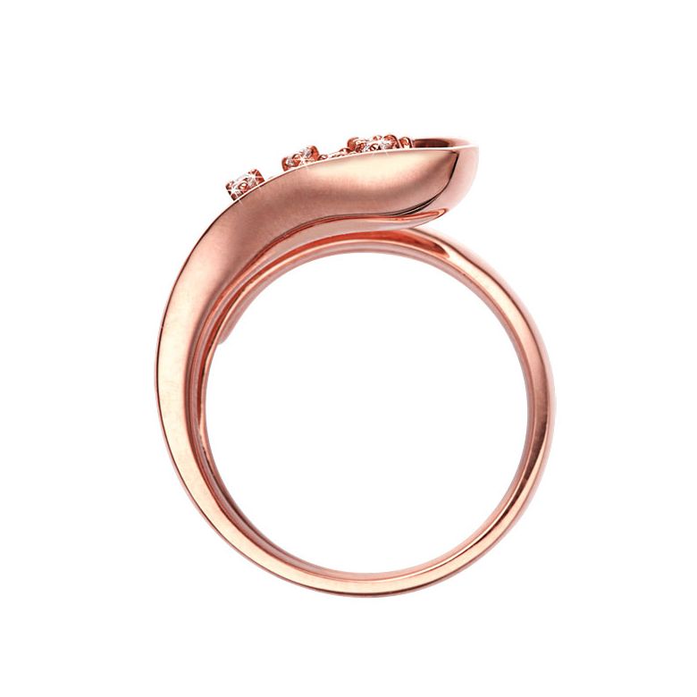 Anello Donna - Oro rosa 9.30gr - Diamanti 0.129ct - 3