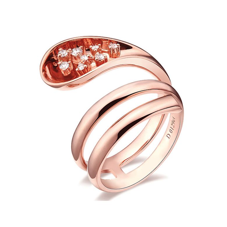 Anello Donna - Oro rosa 9.30gr - Diamanti 0.129ct - 1