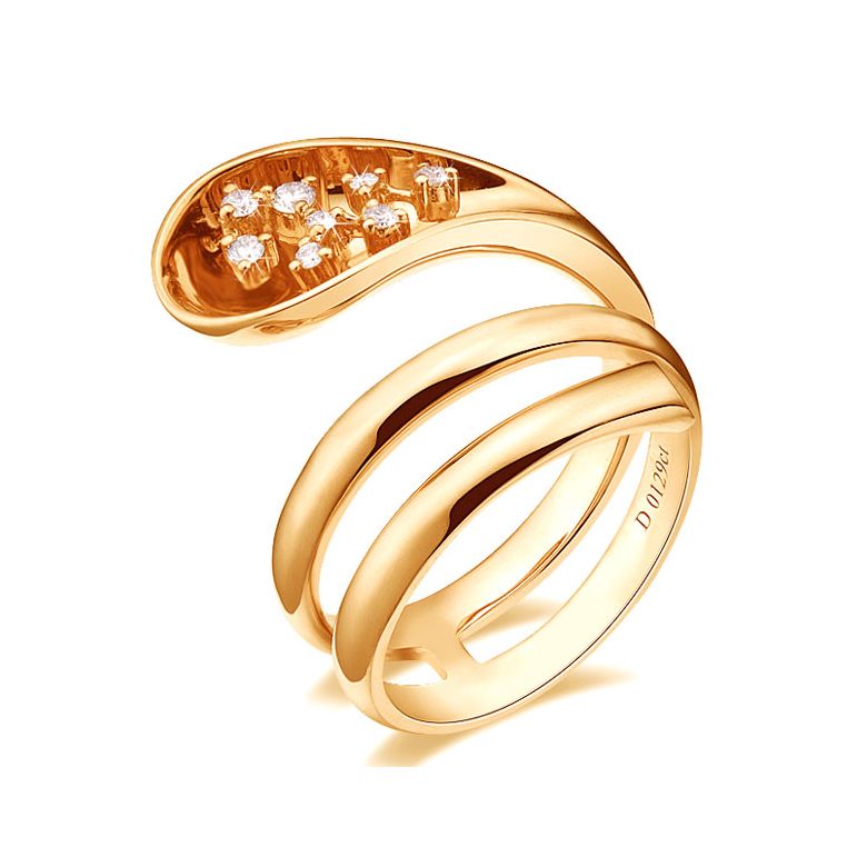 Anello Donna - Oro giallo 9.30gr - Diamanti 0.129ct - 1