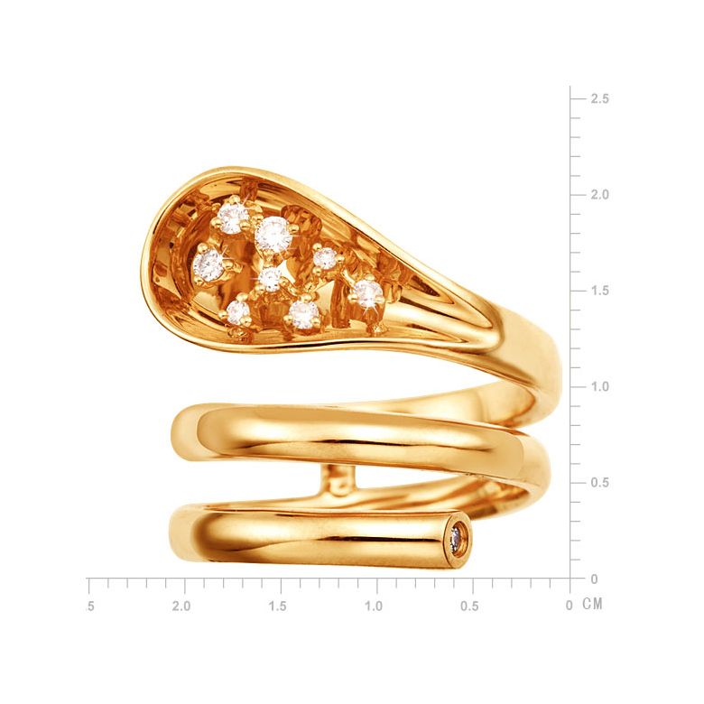 Anello Donna - Oro giallo 9.30gr - Diamanti 0.129ct - 2
