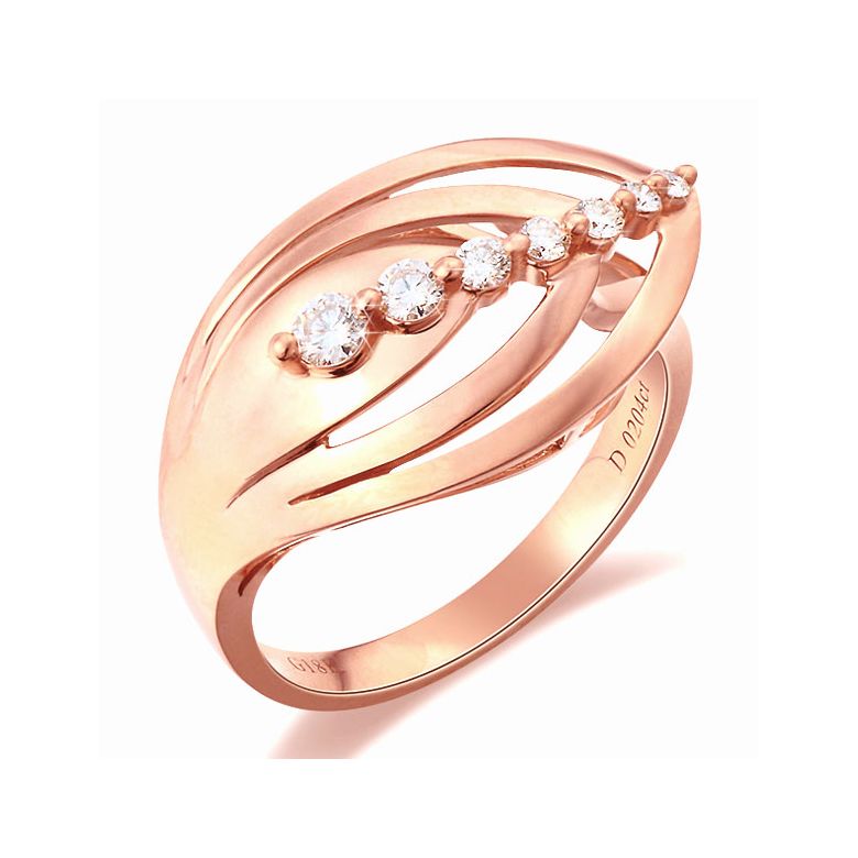 Anello Donna - Oro rosa 3.75gr - Diamanti 0.204ct - 1